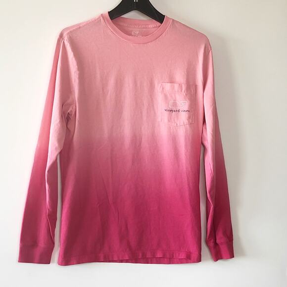 Vinyard Vines Size Small T Shirt Pink Long Sleeve Tie Dye Small 100% Cotton Tee - Picture 1 of 7